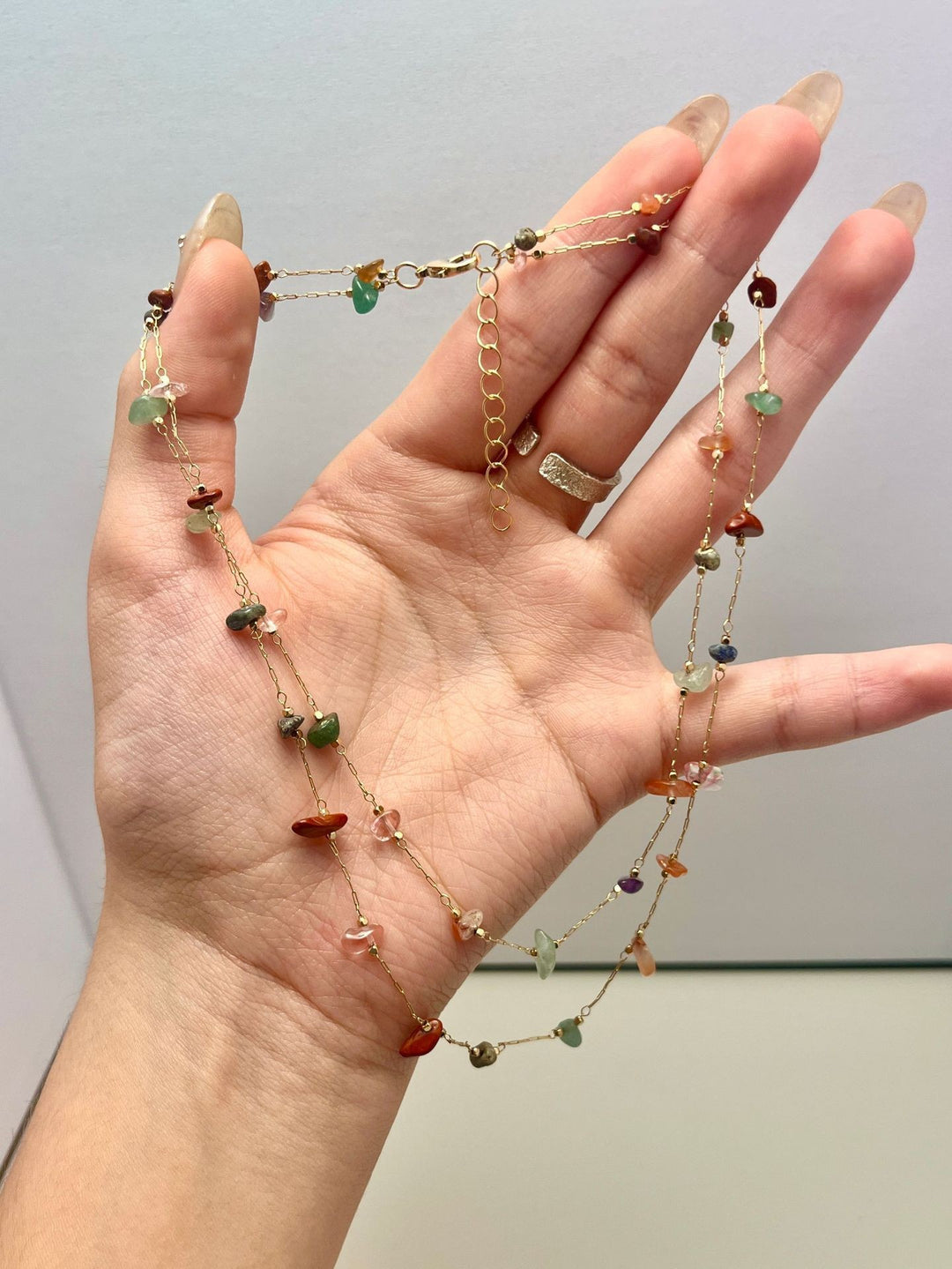 Dainty Beaded Chain Necklace Bowlift
