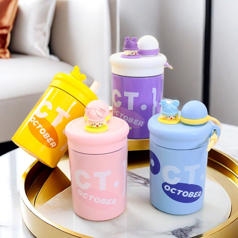 Insulated drink bottle with cute lid Bowlift
