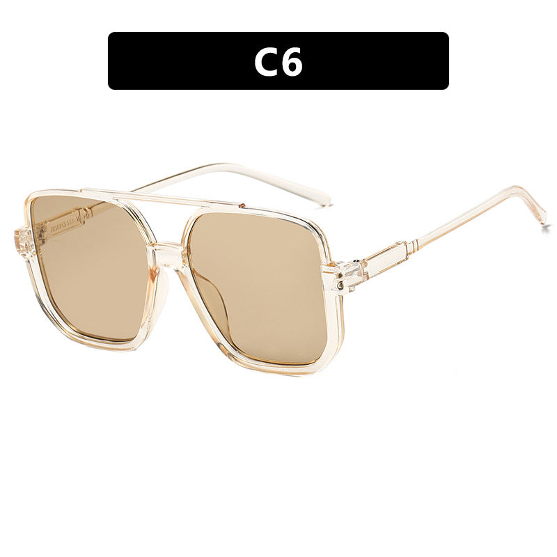Women's square sunglasses with transparent frame and green tinted lenses Bowlift