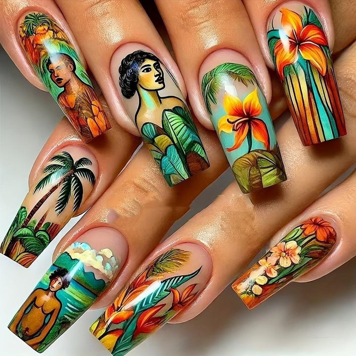 Artificial nails with glamorous glitter design and high gloss finish Bowlift
