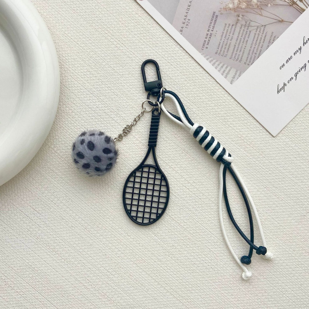 Tennis Racket and Fur Ball Keychain Bowlift