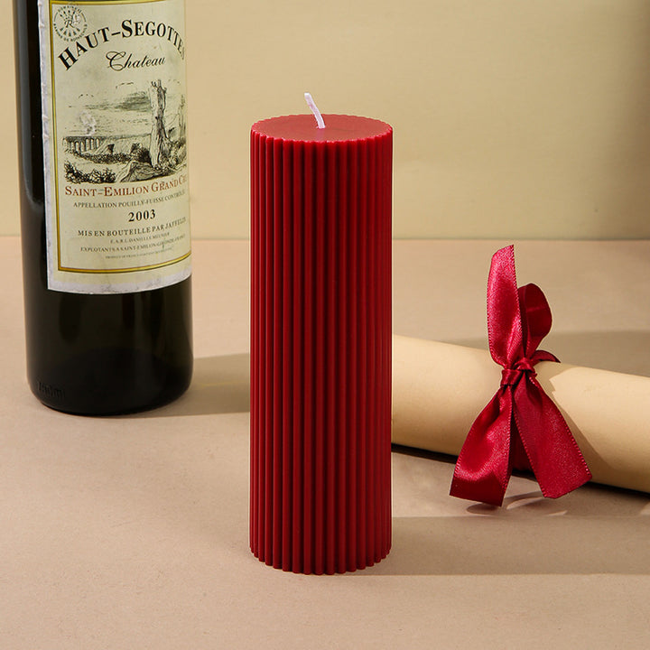 Ribbed Stacked Sphere Decorative Scented Pillar Candle With Long Cotton Wick