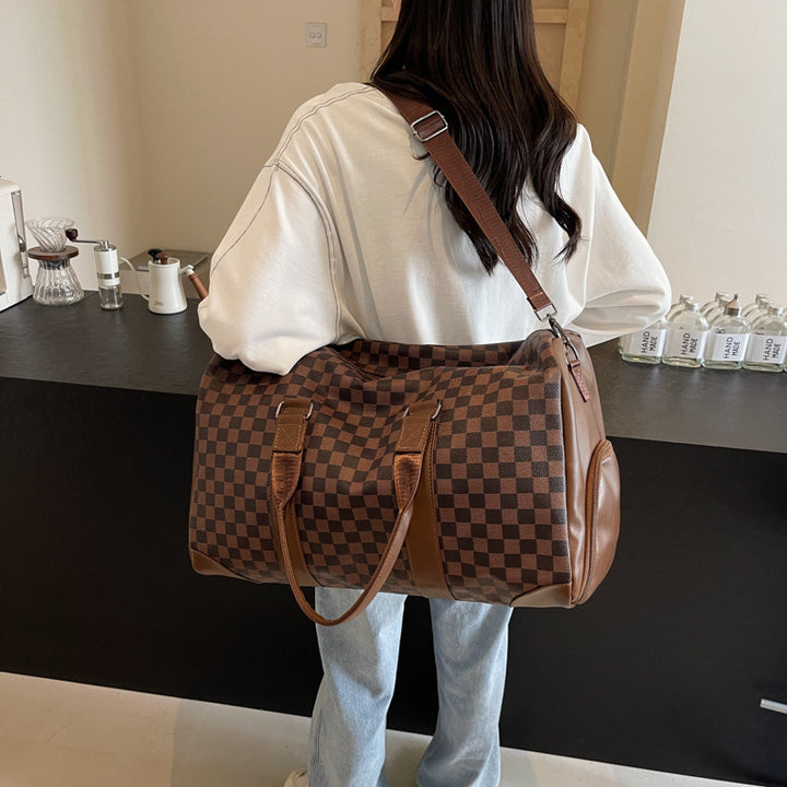 Stylish Checkered Travel Duffel Bag Bowlift