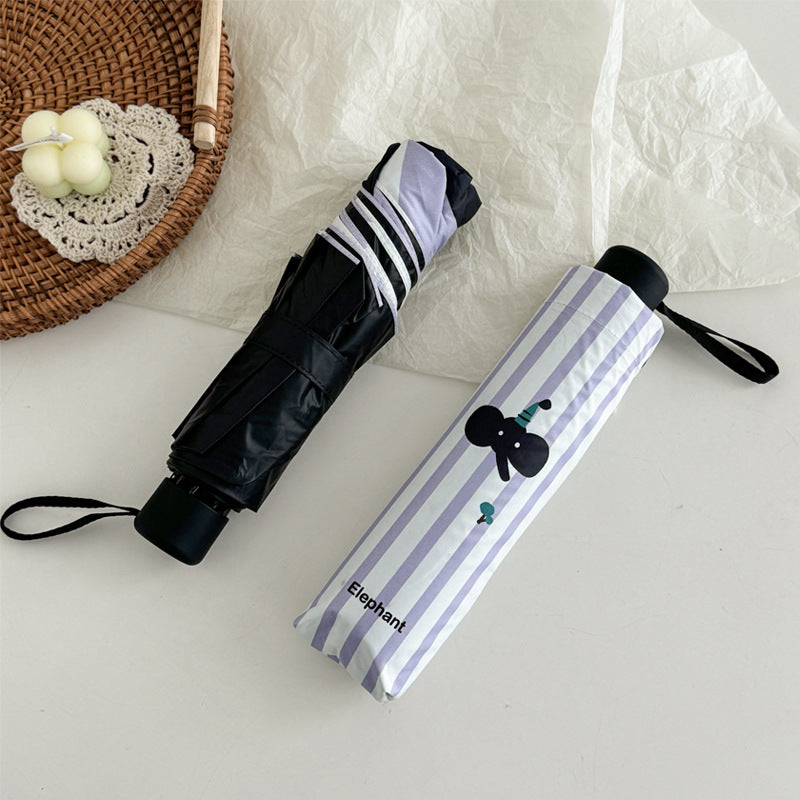 Women's Folding Umbrella with Playful Elephant Design Bowlift