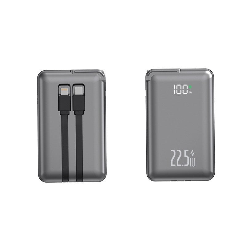 Slim Powerbank with Integrated Charging Cables and Digital Display Bowlift