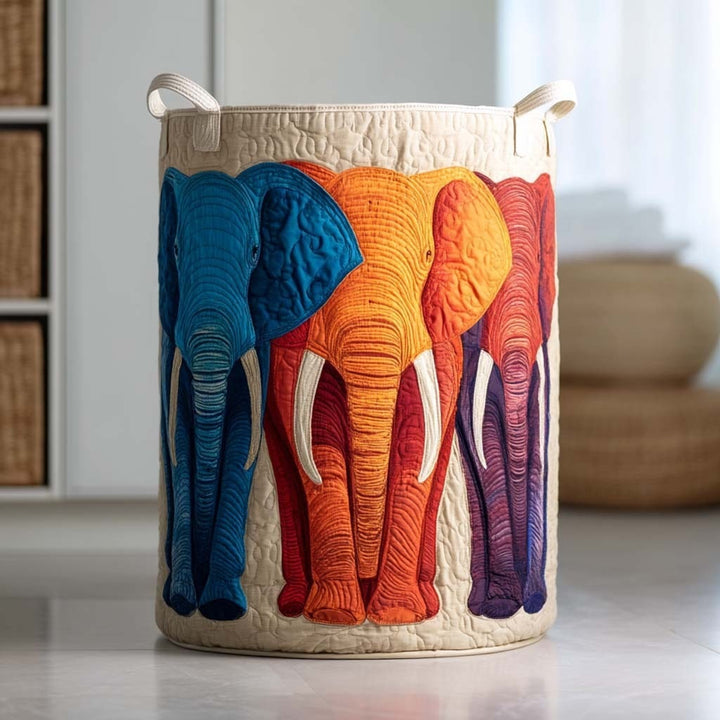 Quilted Decorative Laundry Storage Basket With Rope Handles Collapsible Fabric Organizer