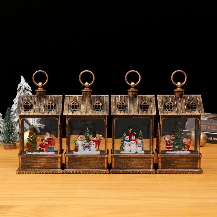 Nostalgic Christmas lantern with movable large Santa Claus Bowlift