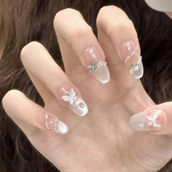 Artificial nail set with elegant tips and crystal accents Bowlift
