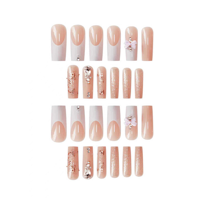 Artistic 3D Bow and Gemstone Press-On Nails Bowlift