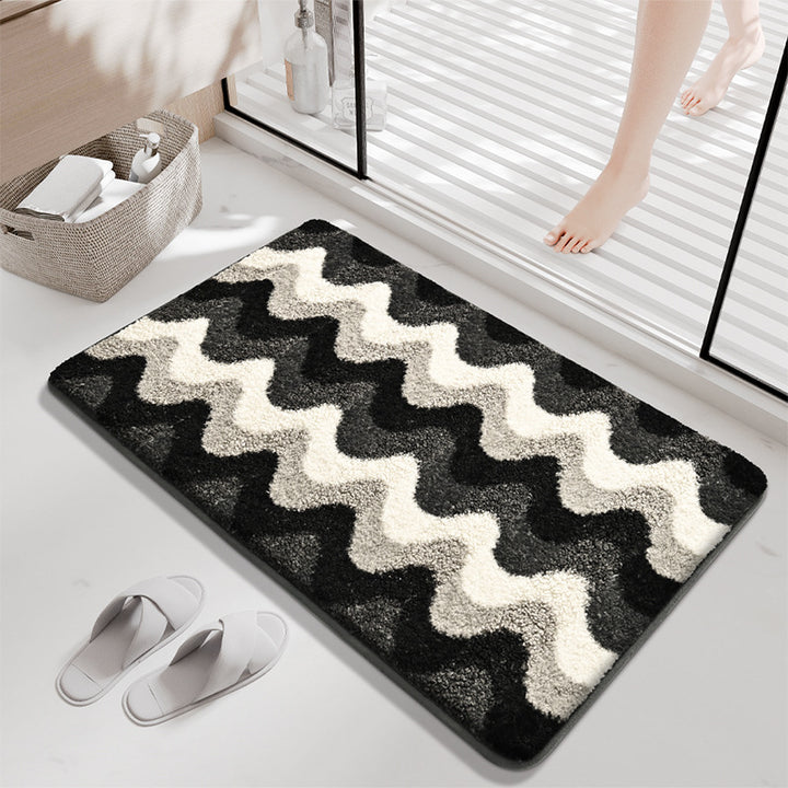 Stylish Wave Pattern Bath Rug Bowlift