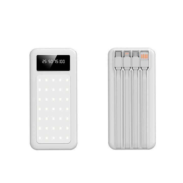 Portable power bank with digital power display and integrated cable system Bowlift