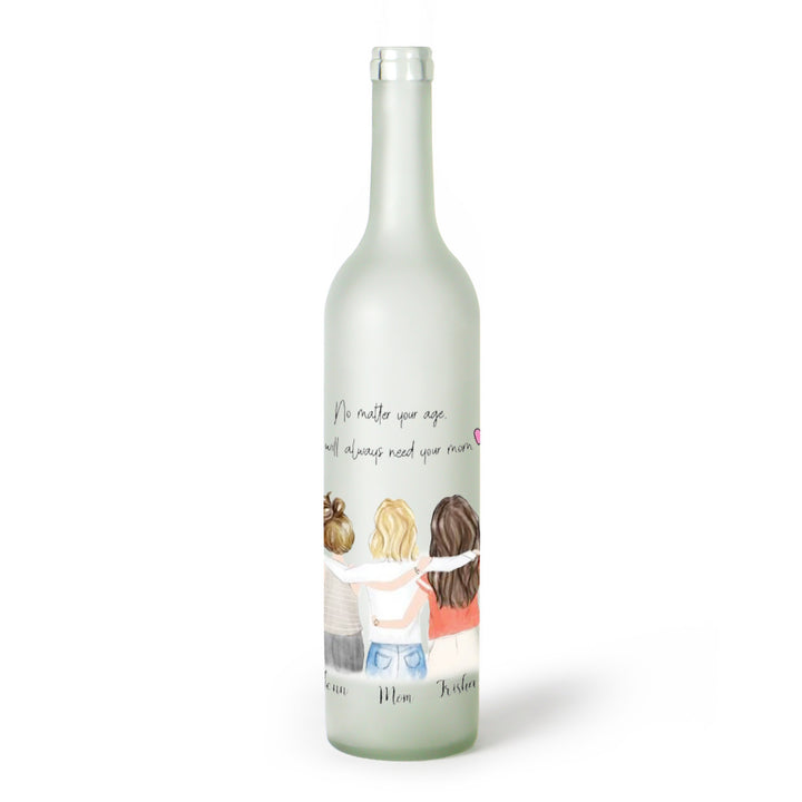 Decorative Frosted Glass Bottle Vase With Fashion Collage Decal