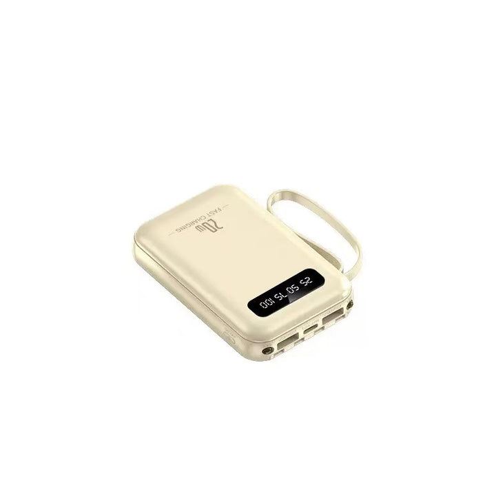 Compact multi-port portable power bank with built-in cables Bowlift