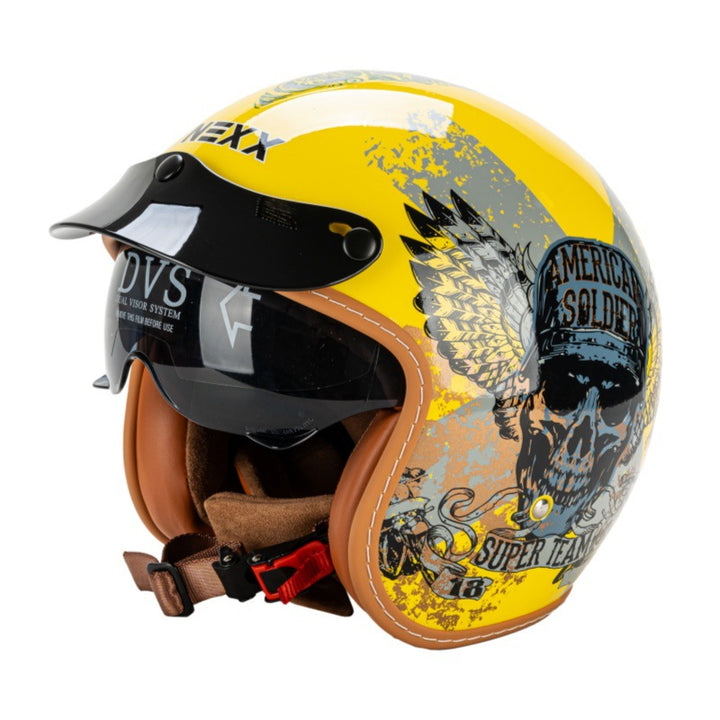 Retro Half-Face Motorcycle Helmet with Visor Bowlift