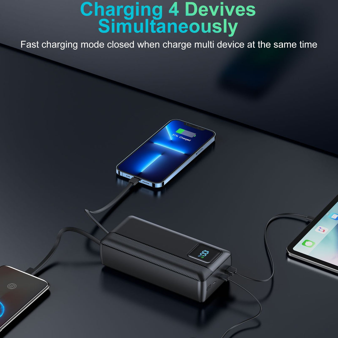 Powerbank with Integrated Charging Cables and Digital Display Bowlift
