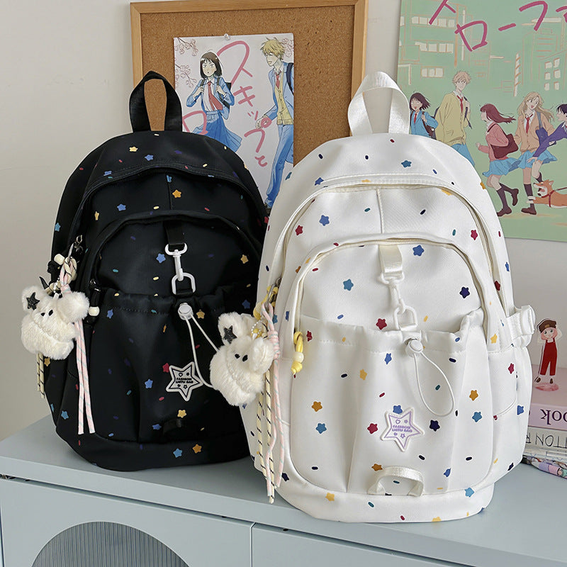 Backpack with Colorful Star Pattern and Versatile Compartments Bowlift