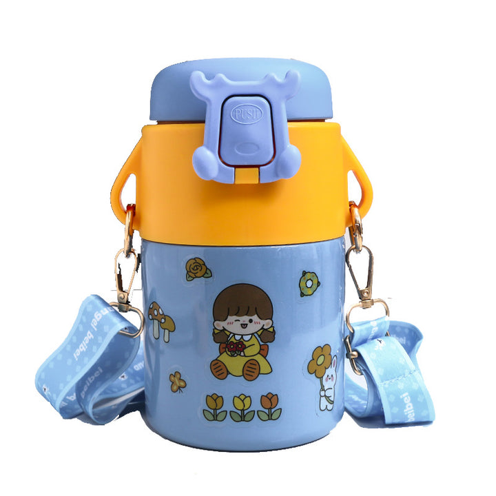 Insulated drinking bottle with practical carrying strap and playful design Bowlift