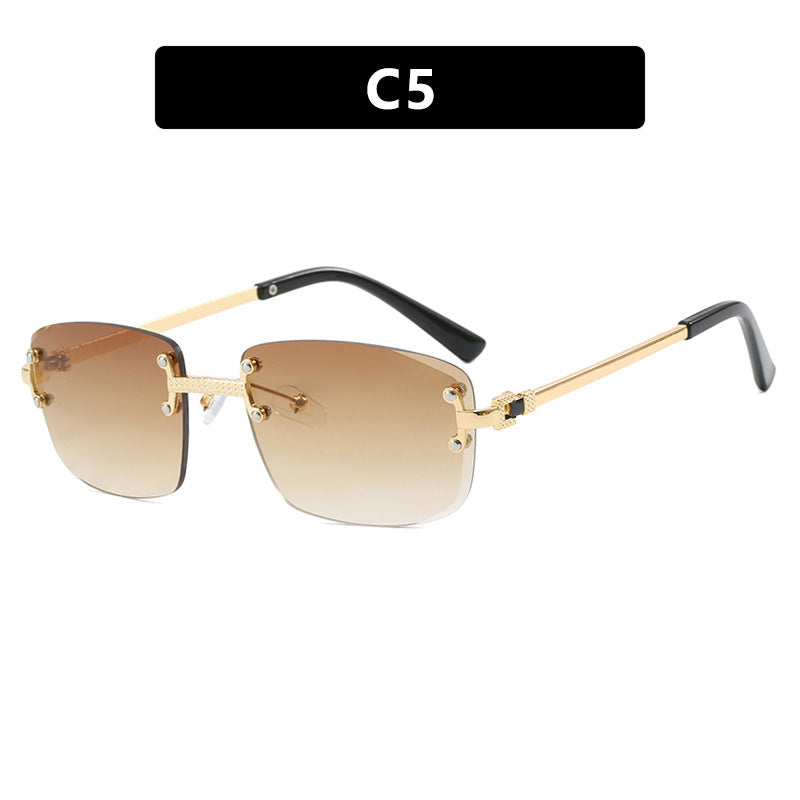 Women's elegant square sunglasses with transparent lenses and high-quality metal frame Bowlift