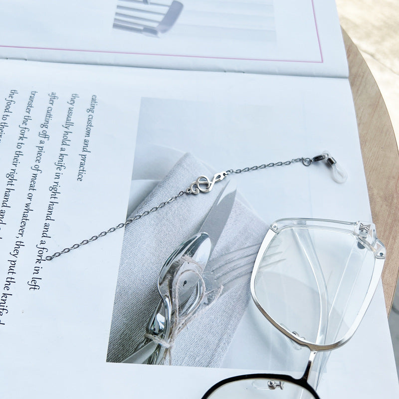 Artistic Silver Eyewear Chain Bowlift
