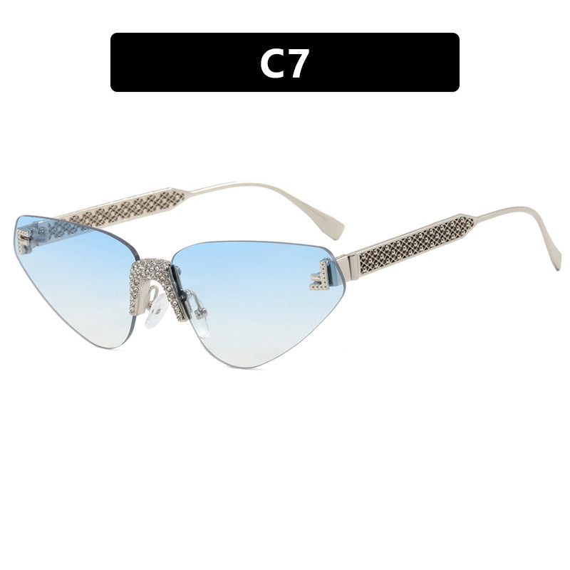 Women Designer Cat Eye Sunglasses with Sparkling Rhinestone Embellishment Bowlift