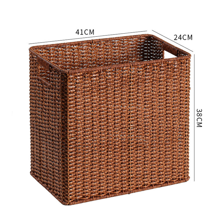 Large Woven Storage Bin with Ergonomic Cutout Handles Bowlift