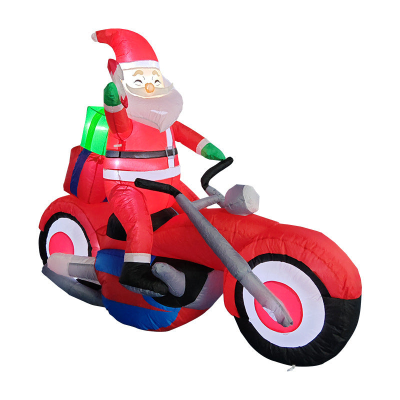 Inflatable Led Yard Santa Riding Polar Bear Outdoor Christmas Decoration With Internal Fan And Anchor Stakes