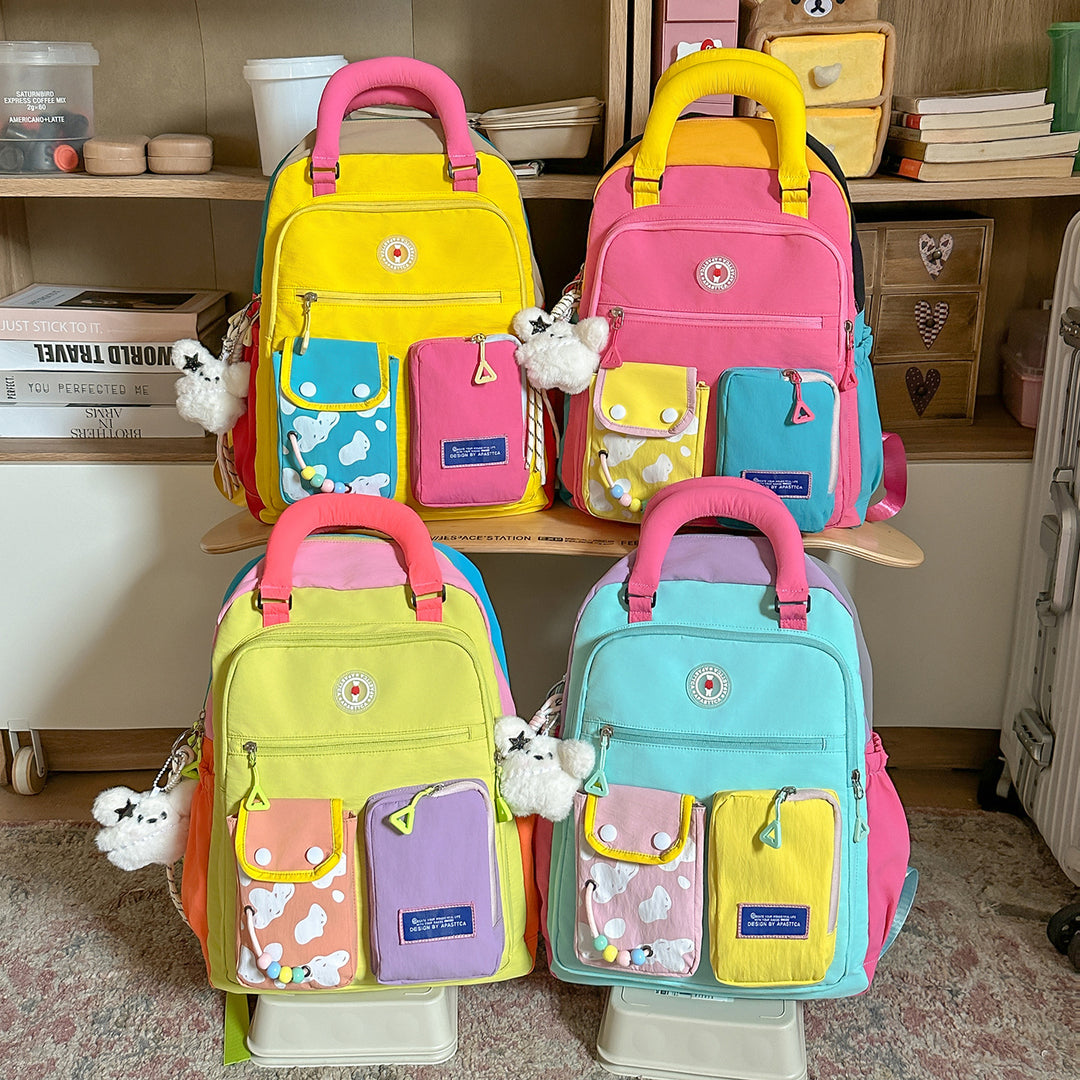 Color Block Multi-Functional Backpack Bowlift