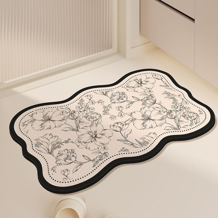 Elegant Floral Print Kitchen Mat