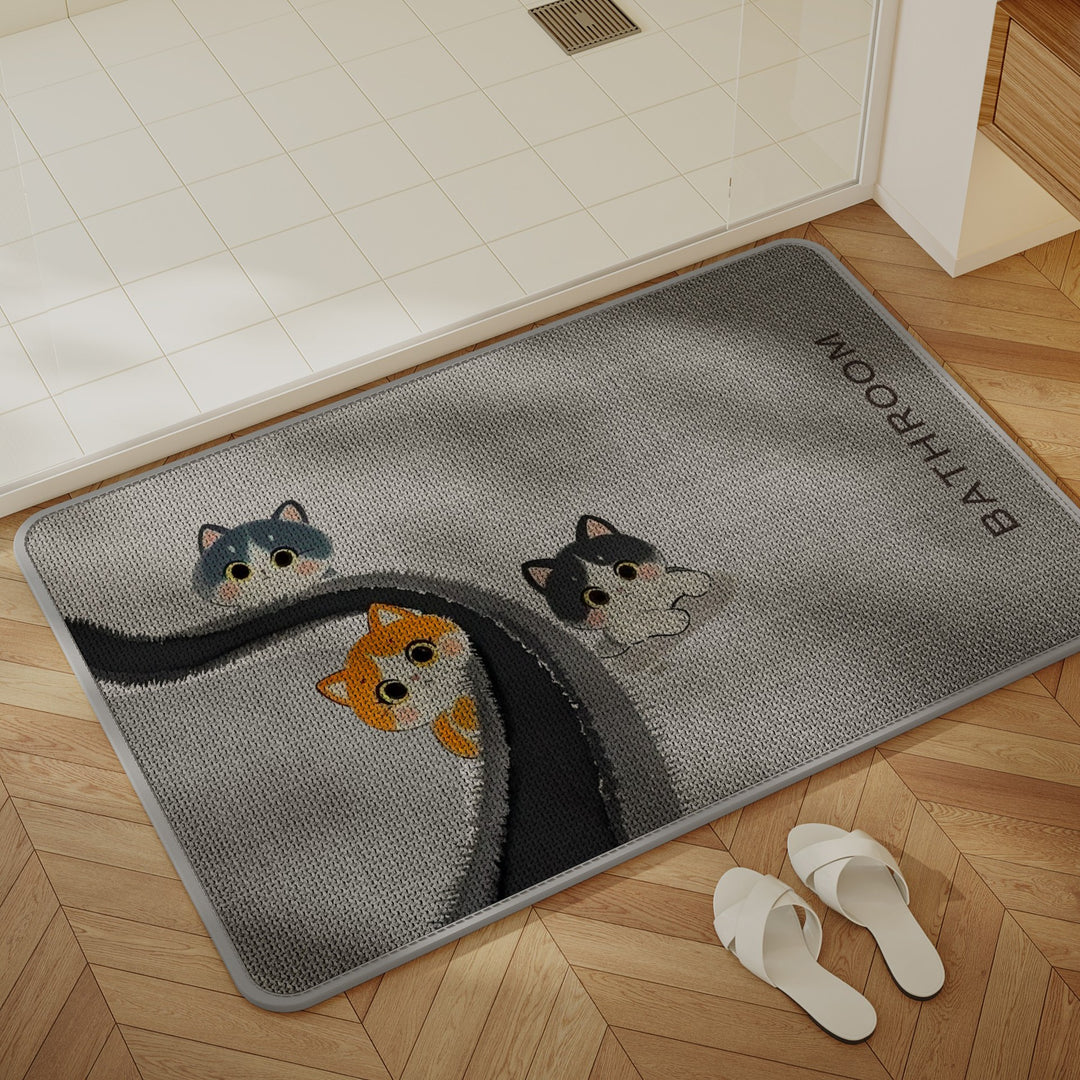 Cartoon Cat-Themed Non-Slip Bath Mat Bowlift