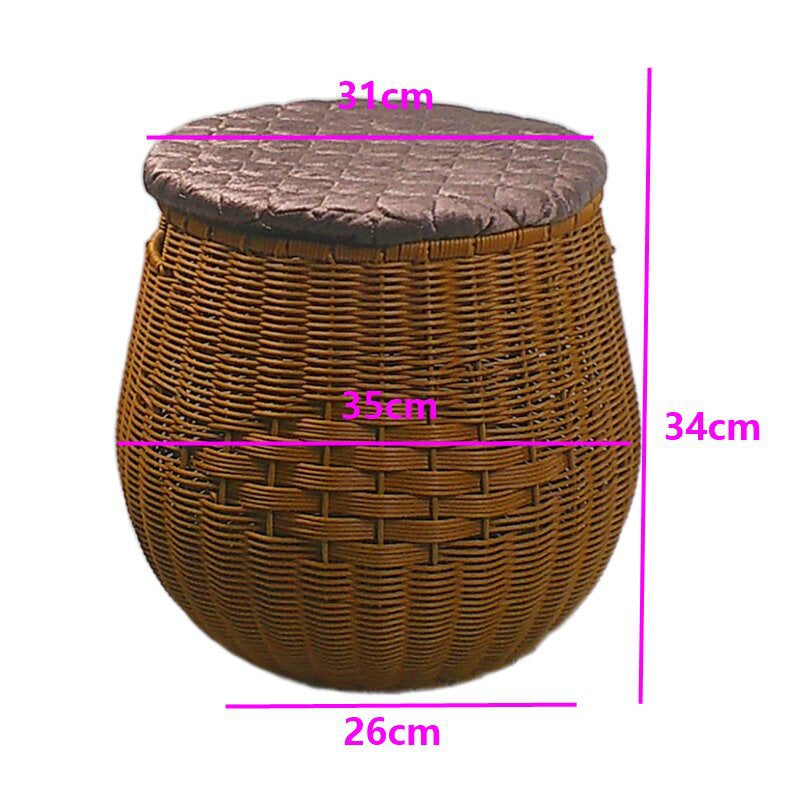 Cushioned Woven Storage Ottoman Bowlift