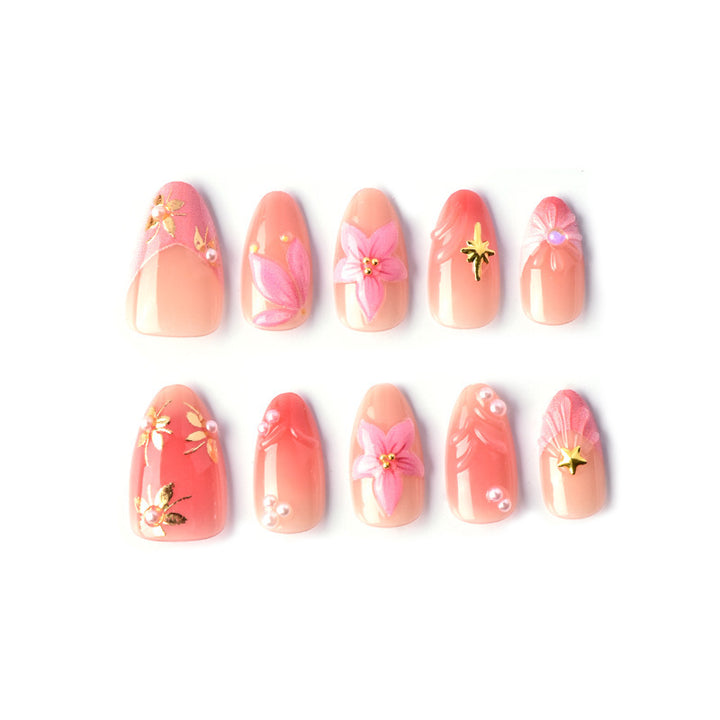 Floral Embellished Press-On Nail Art Set 1790738249