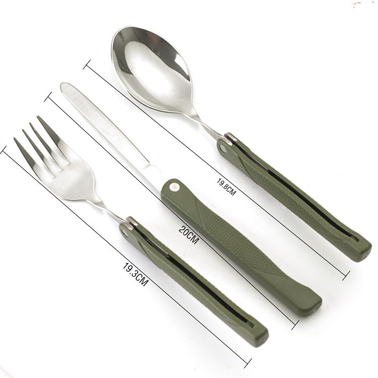 compact folding camping cutlery set with high-grade stainless steel utensils and tactical nylon pouch Bowlift
