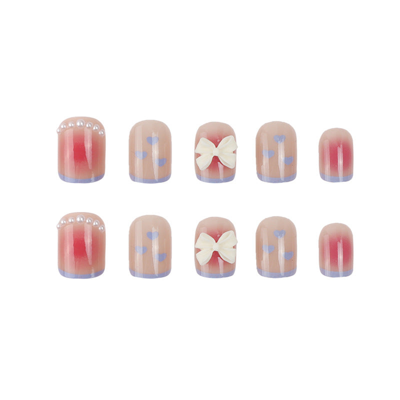 Artistic Press-On Nails with Bow and Heart Design Bowlift