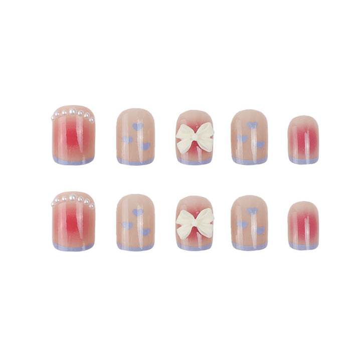 Artistic Press-On Nails with Bow and Heart Design Bowlift