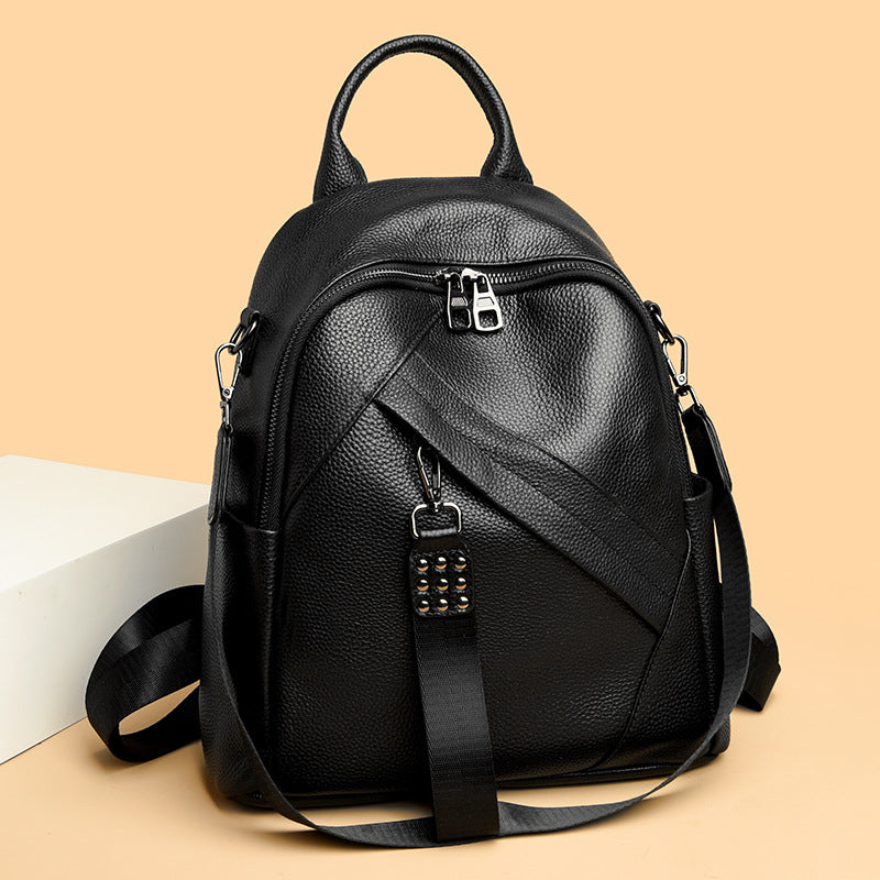 Vintage-Inspired Textured Leather Backpack Bowlift
