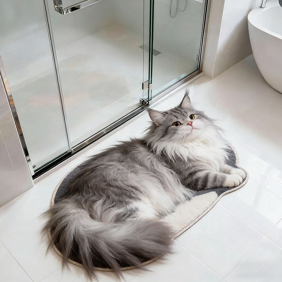 Cat-Shaped Bath Mat Bowlift