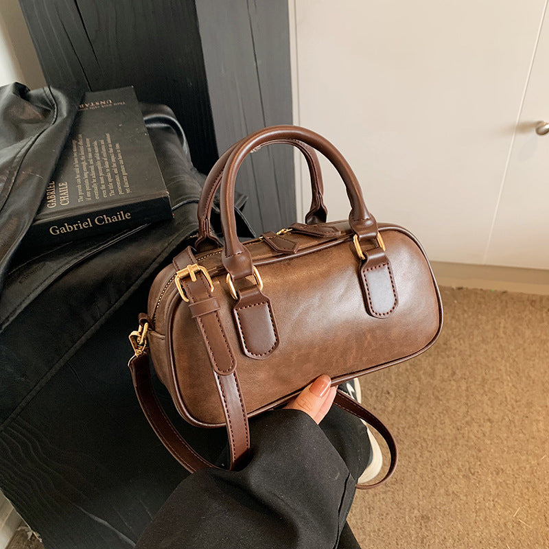 Compact Leather Handheld Satchel Bowlift