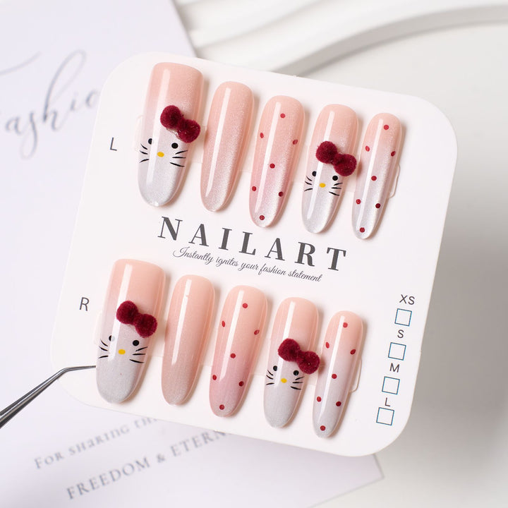 Artistic Floral Design Press-On Nail Set Bowlift