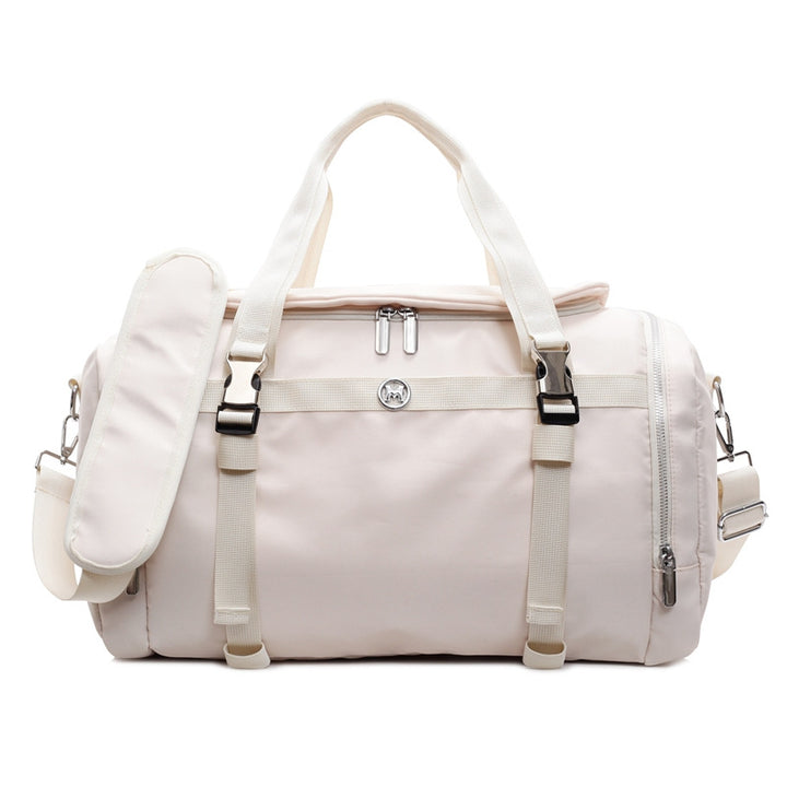Sporty travel bag with adjustable shoulder strap and several compartments Bowlift