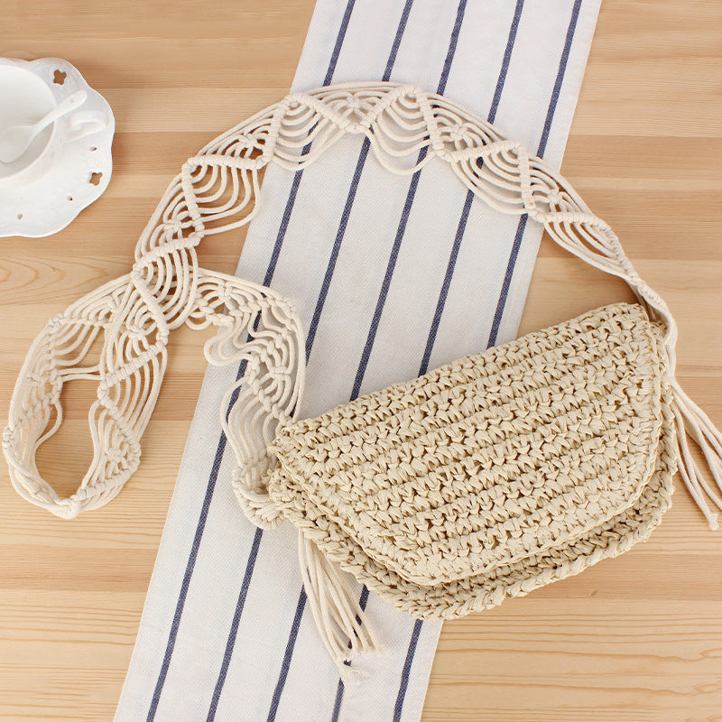 Braided Shoulder Bag in Creative Macrame Design Bowlift