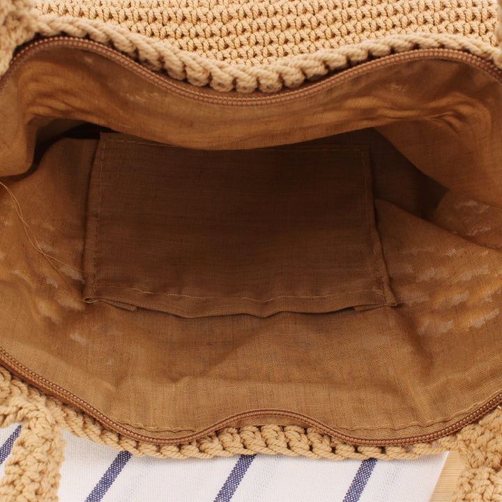 Macrame Beach Bag with Innovative Mesh Design Bowlift