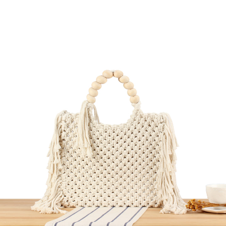 Creative crochet handbag with decorative fringes Bowlift