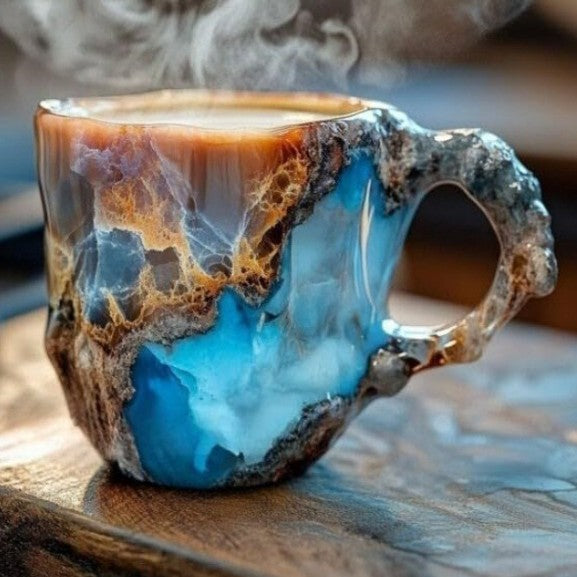 Hand-Carved Natural Agate Geode Coffee Mug With Polished Rim And Crystalline Interior