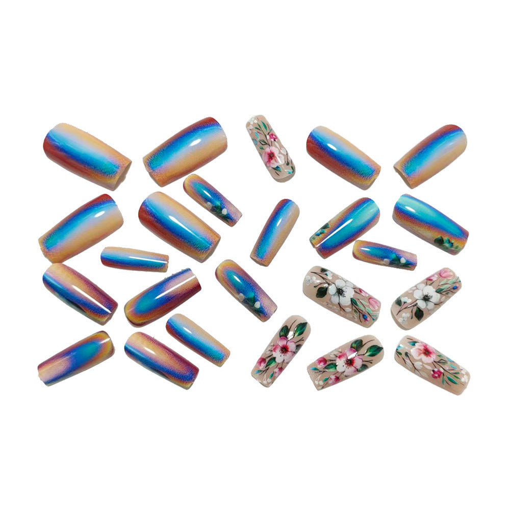 Artificial nails with floral and holographic accents Bowlift