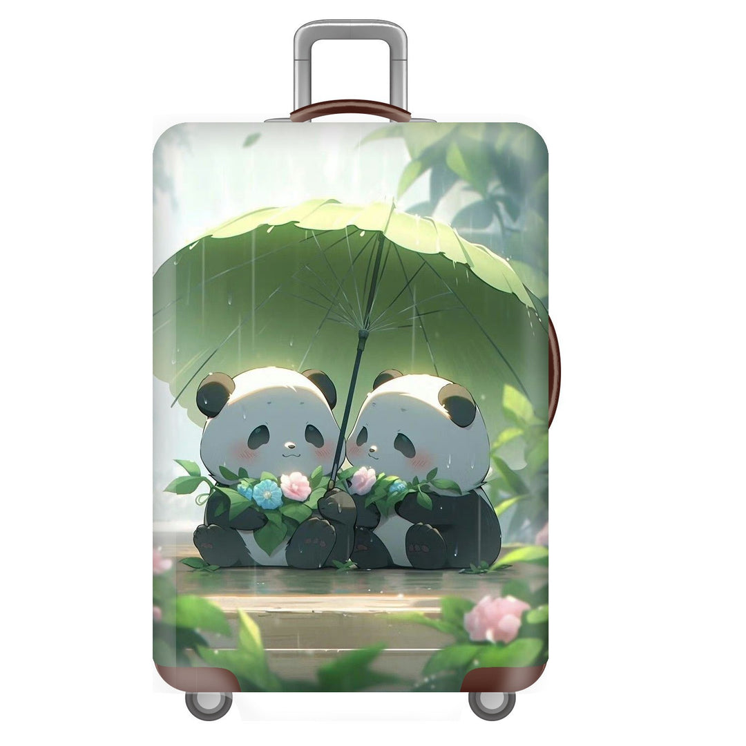 Unisex non-elastic suitcase cover for hard shell trolley with cute panda design, stretch protective cover with handle and wheel openings Bowlift