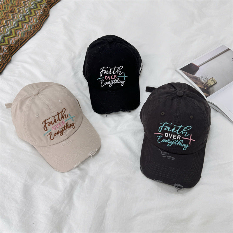 Women's Distressed Embroidered Baseball Cap Bowlift