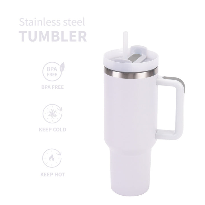Stainless Steel Insulated Travel Tumbler With Ergonomic Handle And Bpa-Free Straw Lid