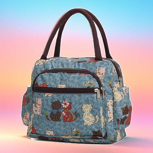 Insulated Cat Print Lunch Cooler Bag Bowlift