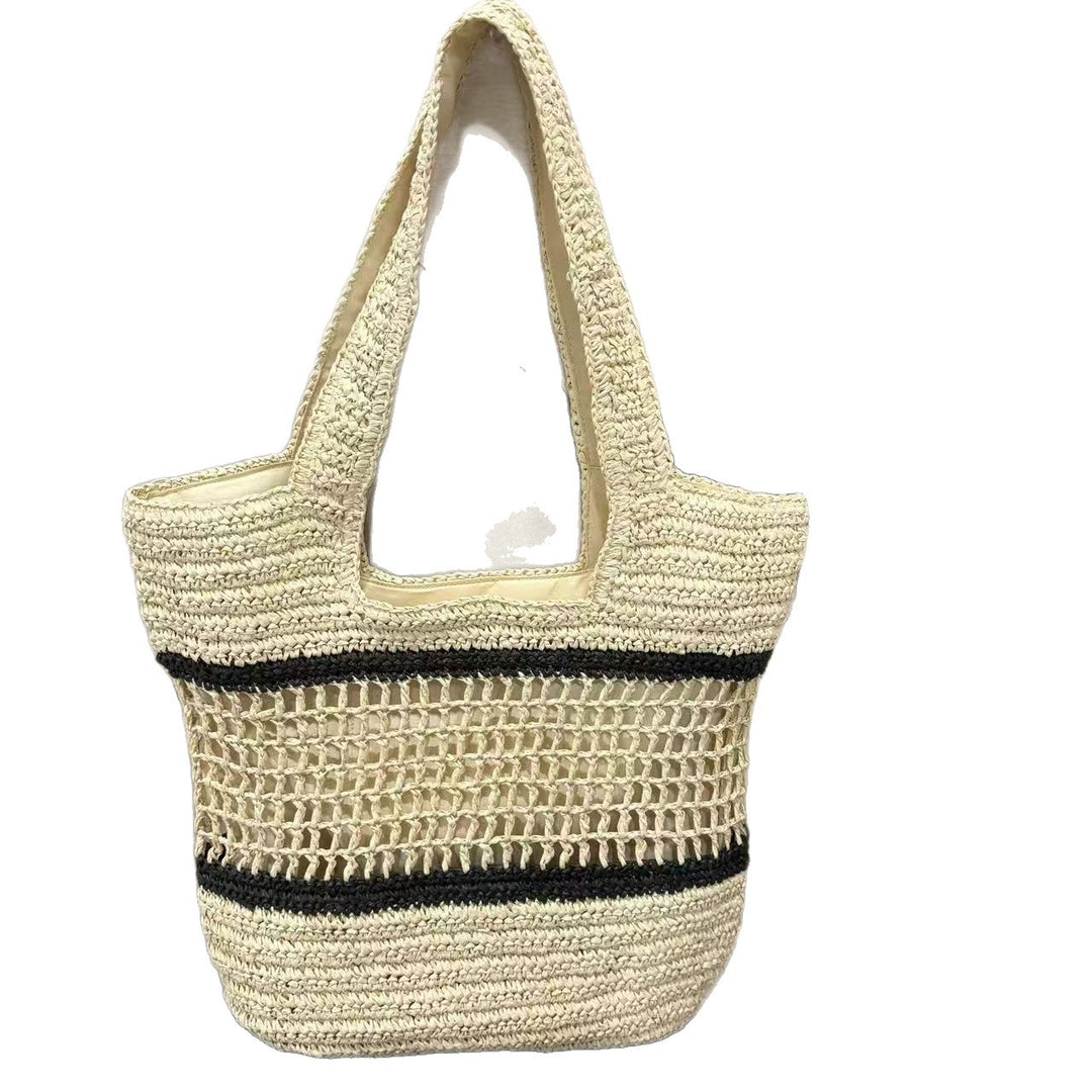 Handwoven tote bag with modern grid pattern Bowlift