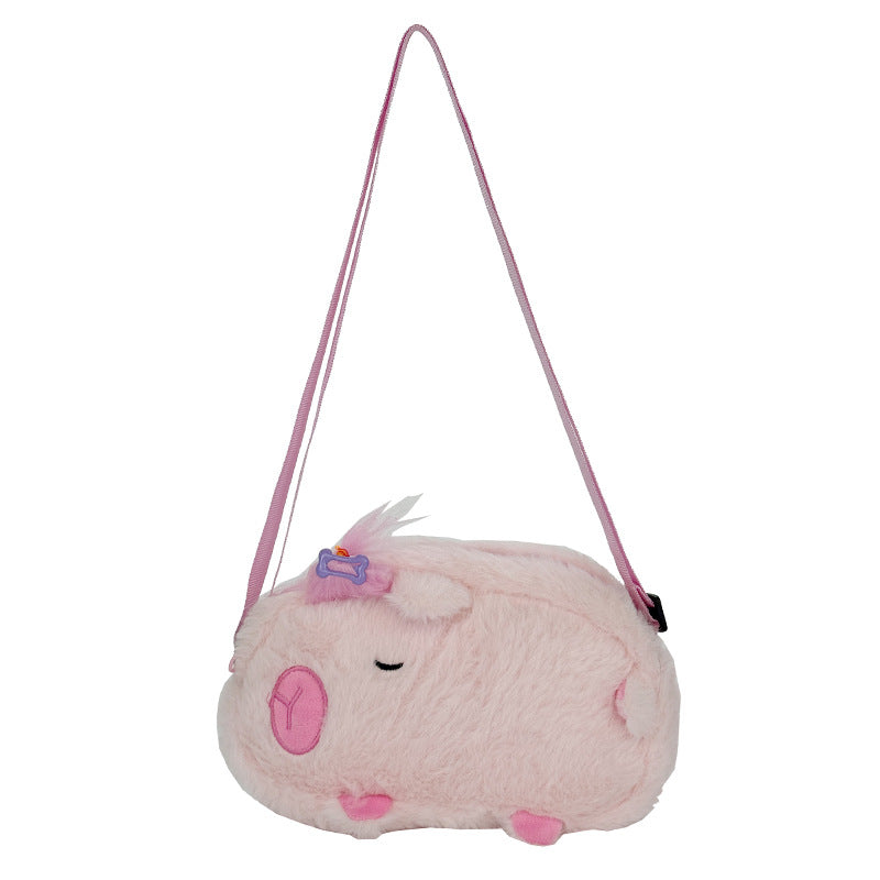 Plush Shoulder Bag with Cute Animal Design Bowlift